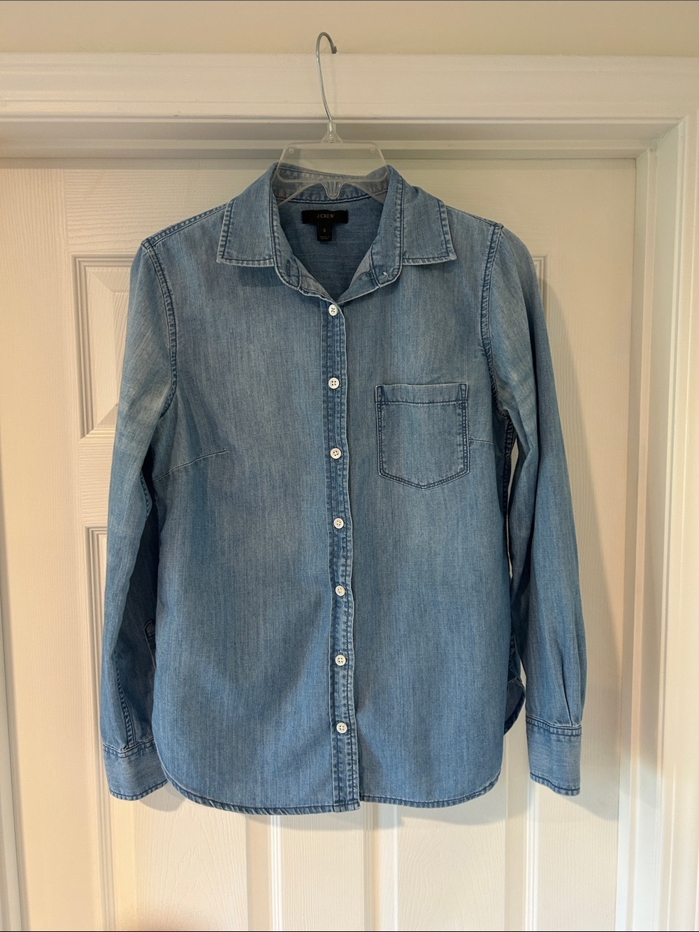 J. Crew Light Blue Denim Button-Down Shirt Size 2